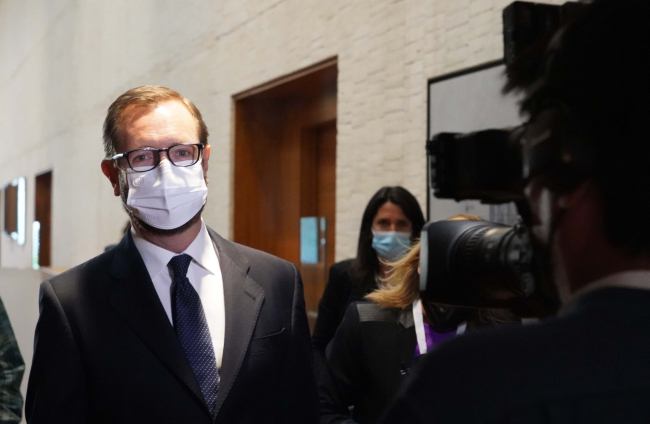 El senador por la Comunidad y portavoz en la Cámara Alta, Javier Maroto,