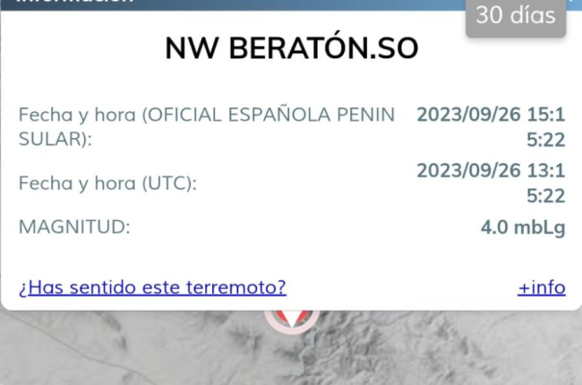 Reseña del terremoto en la web del Instituto Geográfico Nacional.