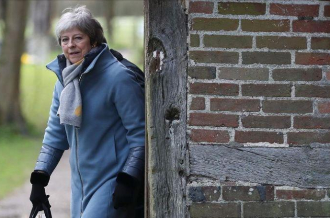 La primera ministra británica Theresa May, el 10 de marzo del 2019.-DANIEL LEAL OLIVAS (AFP)