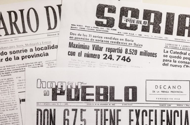 Arriba a la derecha, el periódico del 23 de diciembre de 1987 informando del segundo premio de la lotería.-G. MONTESEGURO