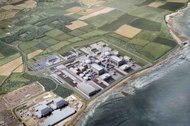 Imagen virtual de la central de Hinkley Point C, con dos reactores de diseño francés, que se construirá en el condado de Somerset.-EDF