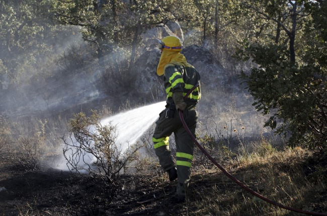 Extinción de un incendio forestal en una imagen de archivo. HDS