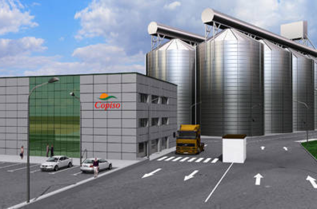 Recreación virtual de lo que será el edificio administrativo y  el área de almacenamiento de los silos. / INTES SORIA-