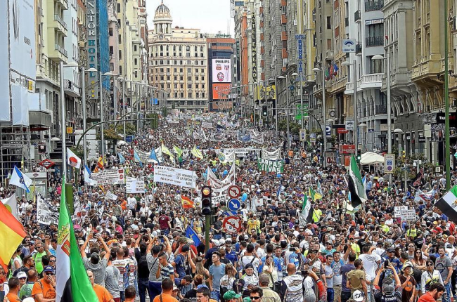 Manifestación de pescadores españoles el pasado año en Madrid-L. FUENTE