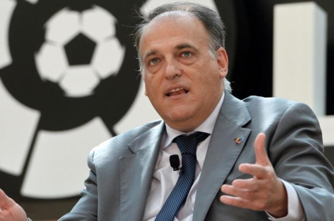 Javier Tebas, presidente de LaLiga (liga española de fútbol profesional), en una imagen del pasado marzo.-ROSLAN RAHMAN / AFP