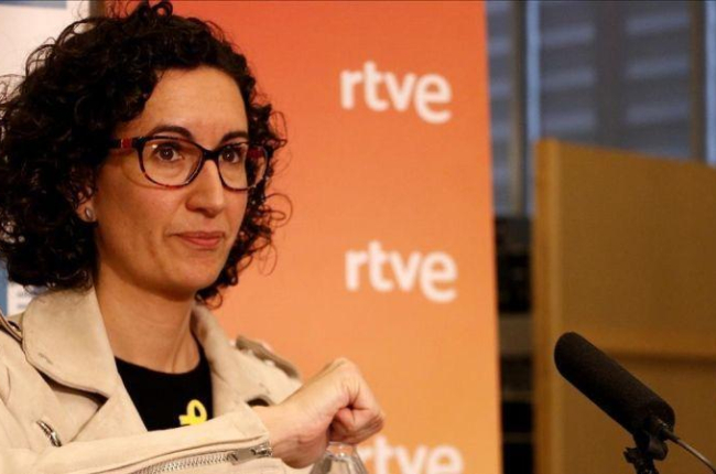 Marta Rovira, en una rueda de prensa en la sede de la agencia Efe en Barcelona, este lunes.-RAFA GARRIDO (ACN)