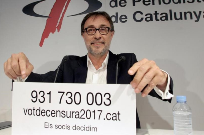 Benedito, en la presentación del anuncio del voto de censura.-MARC CASANOVAS