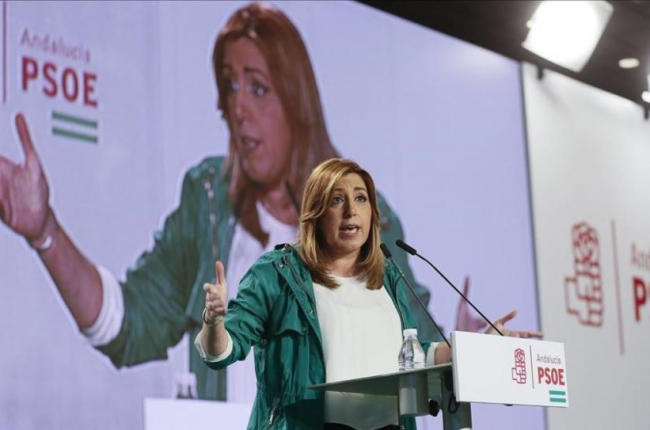 Susana Díaz en un mitin del PSOE.-EL PERIÓDICO / ARCHIVO
