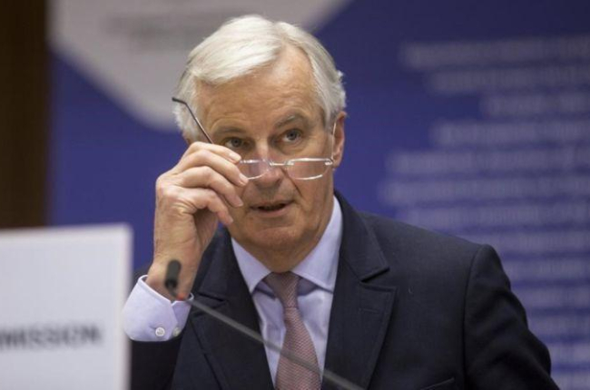 Michel Barnier, en su comparecencia ante el Comité de las Regiones, en Bruselas-EFE / OLIVIER HOSLET