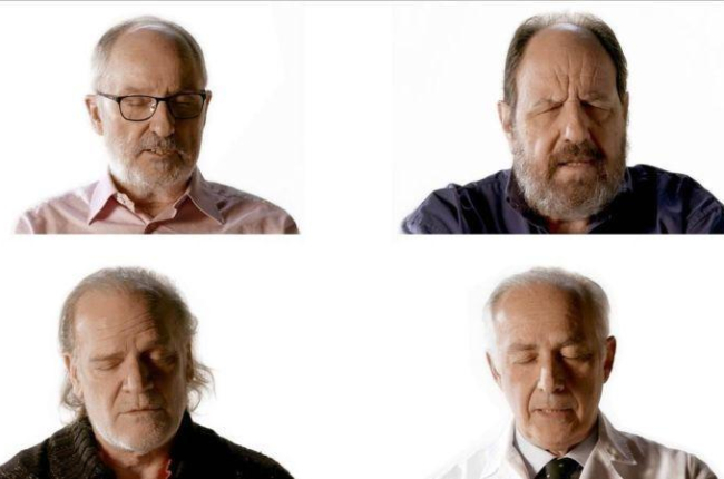 Rafael Ribó, Josep Maria Pou, Lluís Homar y el doctor Borja Corcóstegui, en las imágenes de la campaña.-EL PERIÓDICO