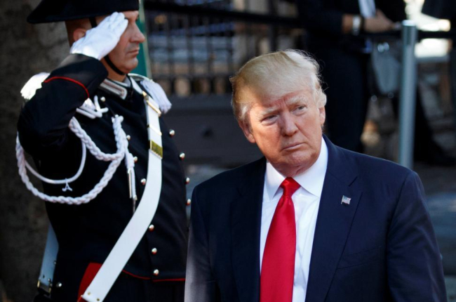 Donald Trump, en la cumbre del G-7 en Taormina, este sábado.-REUTERS