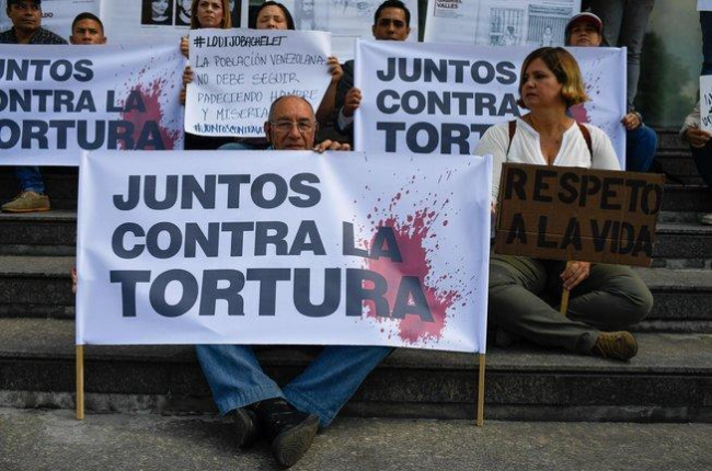 Protestas en contra de la tortura de los presos políticos en Venezuela.-