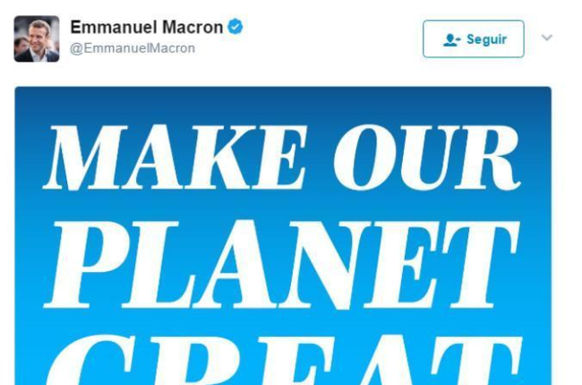 El tui de Macron con el mensaje 'Make our planet great again'.-