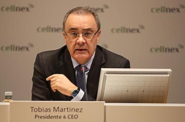 El presidente de Cellnex, Tobías Martínez, en la presentación de resultados del ejercicio del 2017.-JOAN CORTADELLAS (EL PERIÓDICO)