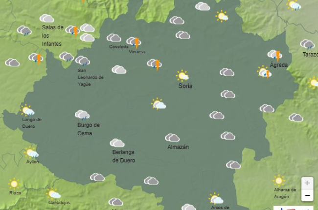 Predicción de la nubosidad en la provincia en la franja de 16 a 17 horas de la Aemet.-HDS