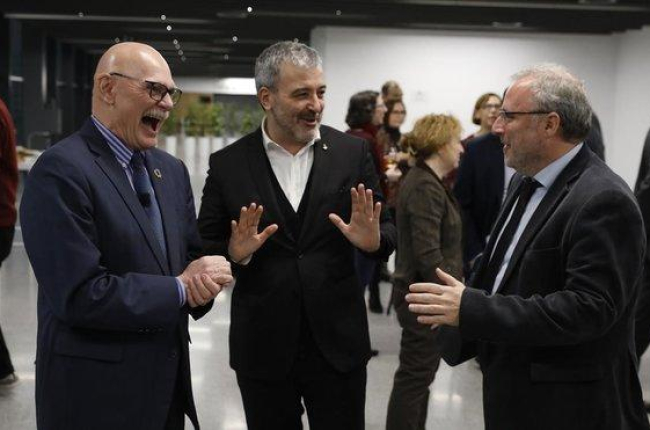 Presentación del MWC del 2020 con John Hoffmann, Jaume Collboni y Constanti Serrallonga, director de fira de Barcelona.-FERRAN NADEU