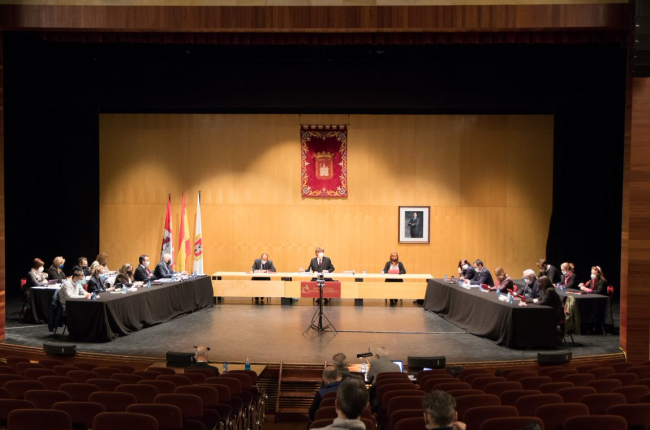 Pleno celebrado ayer en el Palacio de la Audiencia debido a las medidas Covid. GONZALO MONTESEGURO