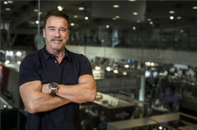 Arnold Schwarzenegger en el evento multideportivo que organiza en la Fira del Hospitalet.-FERRAN NADEU