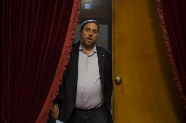 El vicepresidente de la Generalitat, Oriol Junqueras, en el Parlament-ALBERT BERTRAN