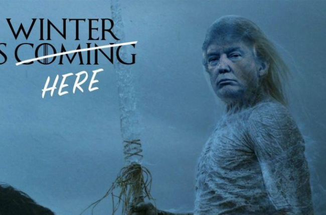 Meme de Trump evocando la mítica frase "Winter is coming" de Juego de Tronos.-