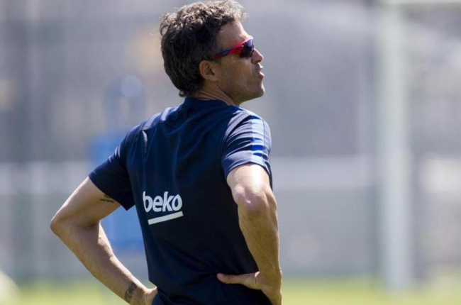 Luis Enrique, en un entrenamiento del Barça-EFE / QUIQUE GARCIA