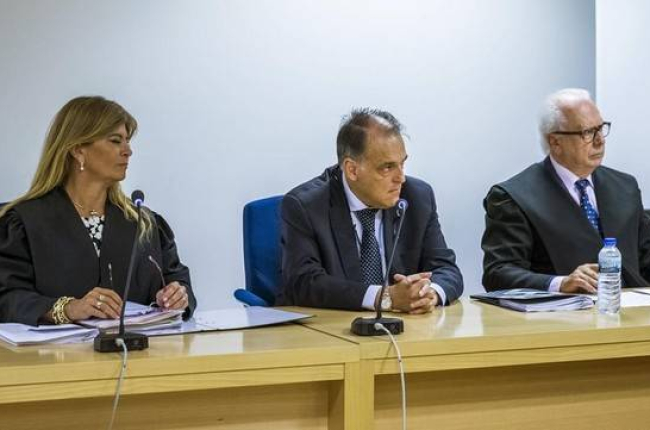 El presidente de la LFP, Javier Tebas durante la vista celebrada este miércoles en la Sala de lo Social de la Audiencia Nacional, Madrid.-Foto: EMILIO NARANJO