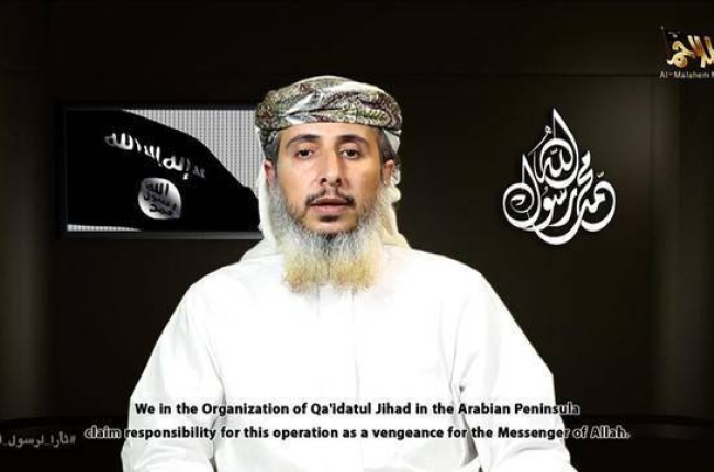 Nasr bin Ali al Anesi, uno de los líderes de Al Qaeda en Yemen, en su mensaje de vídeo difundido en una web islamista.-Foto: AFP