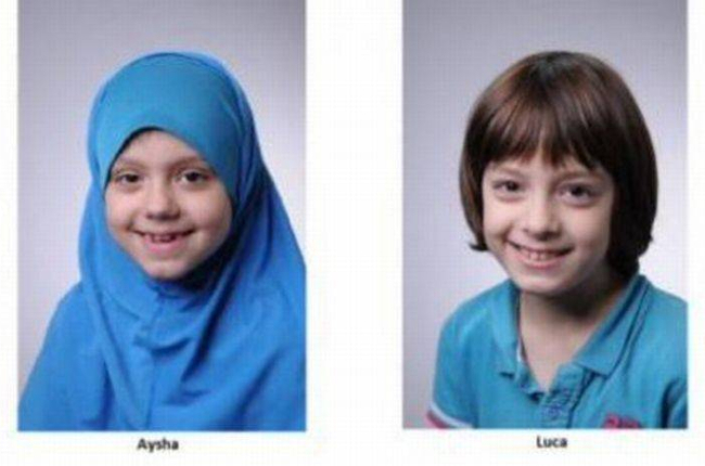 Imagen de los dos niños que han sido secuestrados por su madre, que se los ha llevado al Estado Islámico.-