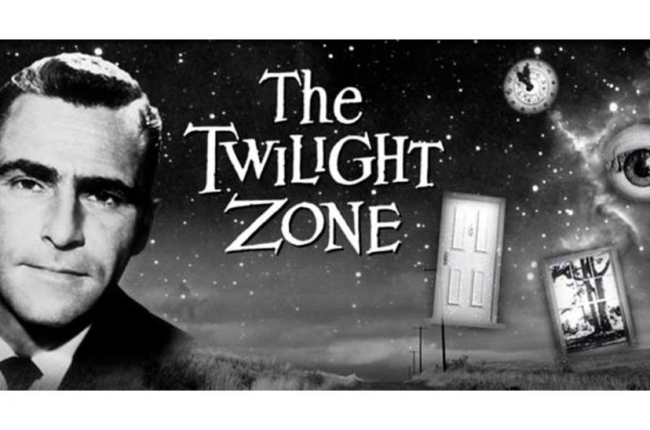 Cartel promocional de la serie Twilight zone, con su creador, Rod Serling.-PERIODICO