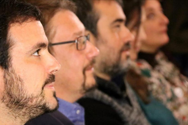 Alberto Garzón y Xavier Domènech, en un mitin de Catalunya en Comú en Blanes-/ NÚRIA JULIÀ (ACN)