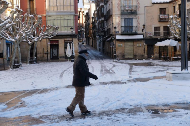 La plaza de Ramón Benito Aceña, nevada.-LUIS ÁNGEL TEJEDOR