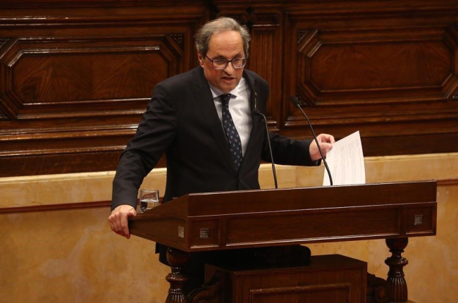 El presidente de la Generalitat, Quim Torra, en el Parlament-ELISENDA PONS