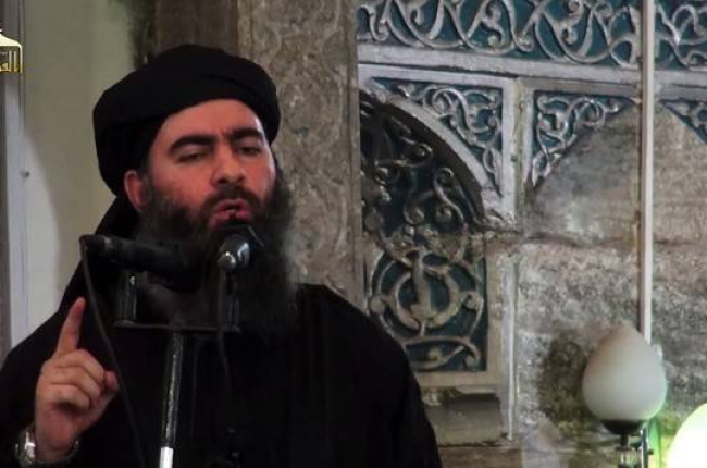 Abú Bakr Al Baghdadi, durante una de sus pocas intervenciones públicas.-AFP