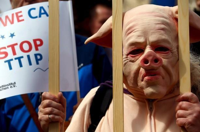 Imagen de una protesta en Alemania contra el TTIP-