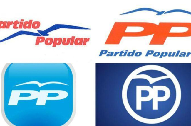Cuatro de los logotipos que ha tenido el PP desde 1989.-