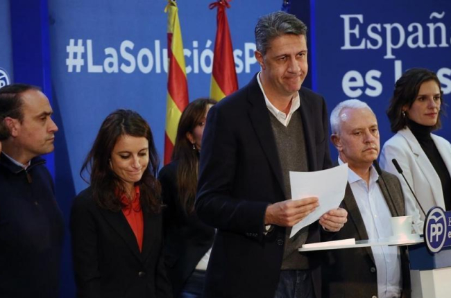 Xavier Garcia Albiol, en su comparecencia para valorar los resultados electorales del 21-D.-JOAN CORTADELLAS