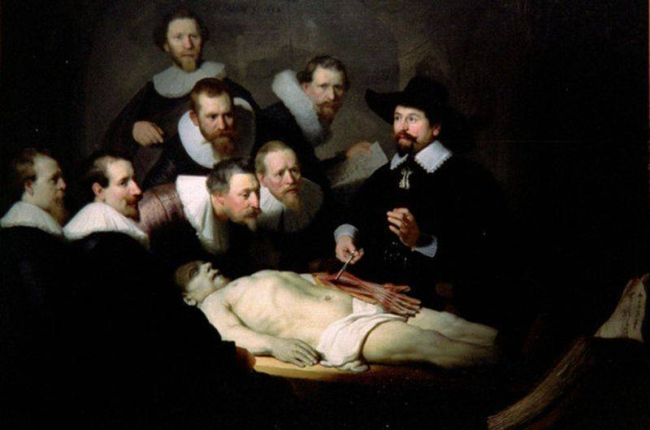 Rembrandt inmortalizó en 'Lección de anatomía del Dr. Nicolaes Tulp' una clase de medicina del siglo XVII.-Foto: AP