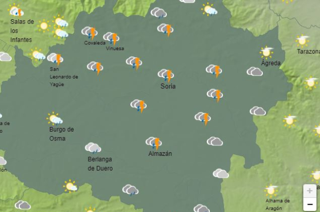 Predicción de la Aemet para esta jornada en Soria en la franja de las 16 horas.-HDS