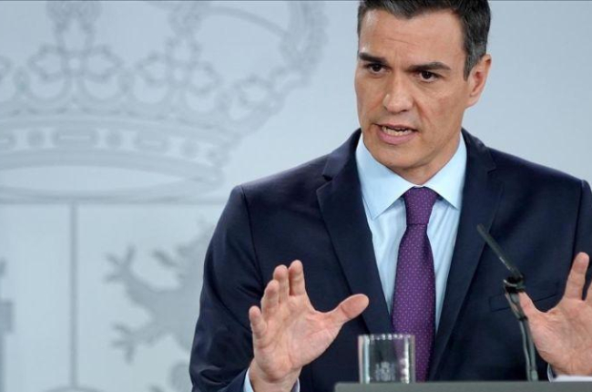 El presidente del Gobierno, Pedro Sánchez, en su comparecencia de balance del año.-JOSÉ LUIS ROCA
