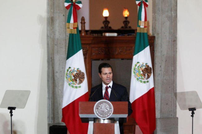 El presidente de México, Enrique Peña Nieto, durante su discurso ante el cuerpo diplomático.-REUTERS / CARLOS JASSO