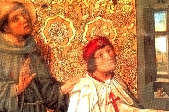 Retrato de Álvaro de Luna († 1453), que fue maestre de la Orden de Santiago y condestable de Castilla, en el retablo de la capilla de Santiago de la catedral de Toledo, (España). WIKIPEDIA