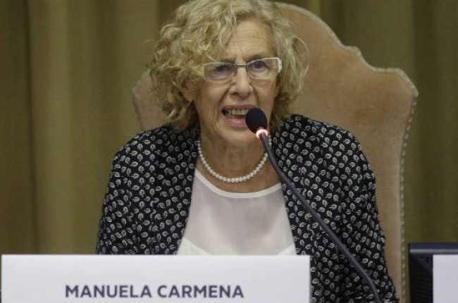 Manuela Carmena durante su intervención en el Vaticano.-Foto: ATLAS