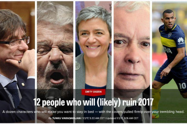 Imagen que ilustra el artículo de 'Politico' sobre las 12 personas que "(probablemente) arruinarán el 2017".-