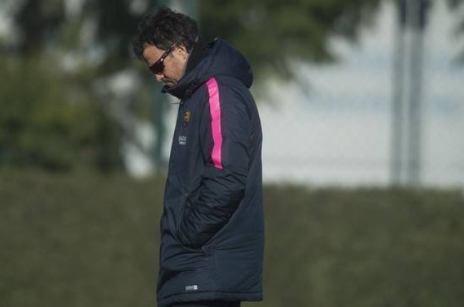 Luis Enrique, en un entrenamiento del Barça.-Foto: JORDI COTRINA