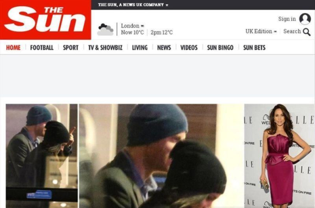 El príncipe Enrique y la actriz Meghan Markle, en las imágenes del miércoles publicadas por 'The Sun'.-