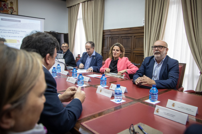 La ministra Ribera en la reunión mantenida en la Subdelegación con los alcaldes.-GONZALO MONTESEGURO