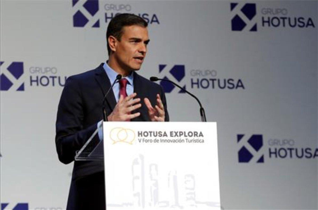 Pedro Sánchez, durante su intervención en la inauguración del Foro Hotusa-EFE