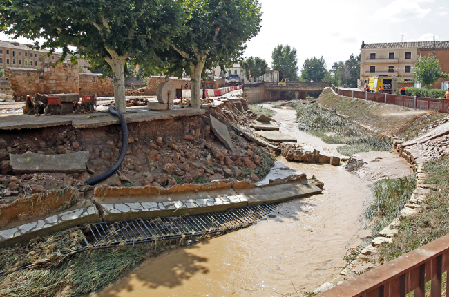 Destrozos causados por la riada en Santa María de Huerta - MARIO TEJEDOR