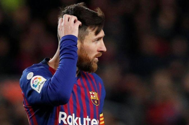 Messi durante el Barça-Valencia en el Camp Nou.-REUTERS / ALBERT GEA