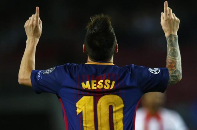 Messi celebra un gol.-AP